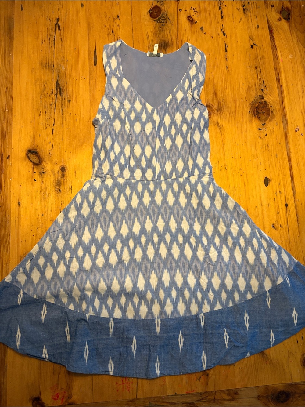 Joie Blue and White Ikat V-Neck Dress